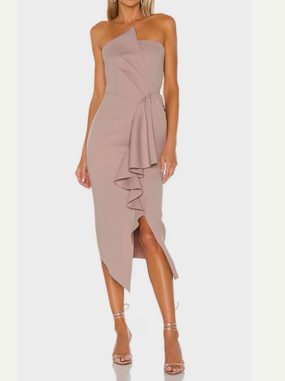Elliott Reception Dress in Iris Asymmetrical Ruffle Midi Dress in Iris Medium
